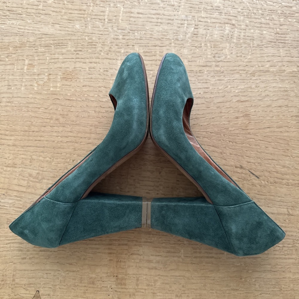 Madewell Green Suede Round Toe The Frankie Pump Size 8.5 - Picture 6 of 9
